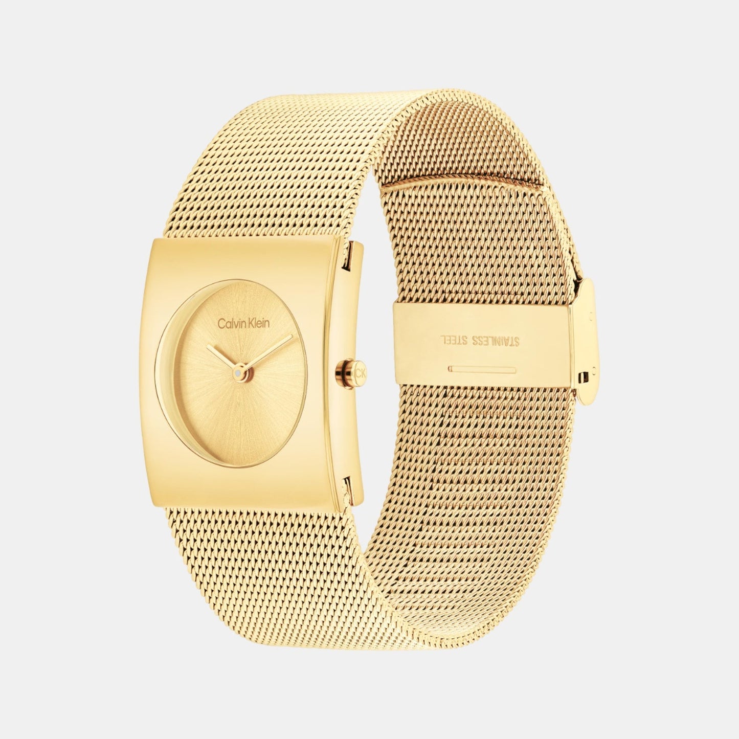 Ck Pulse Women Quartz Gold Dial Analog Mesh Watch 25100062