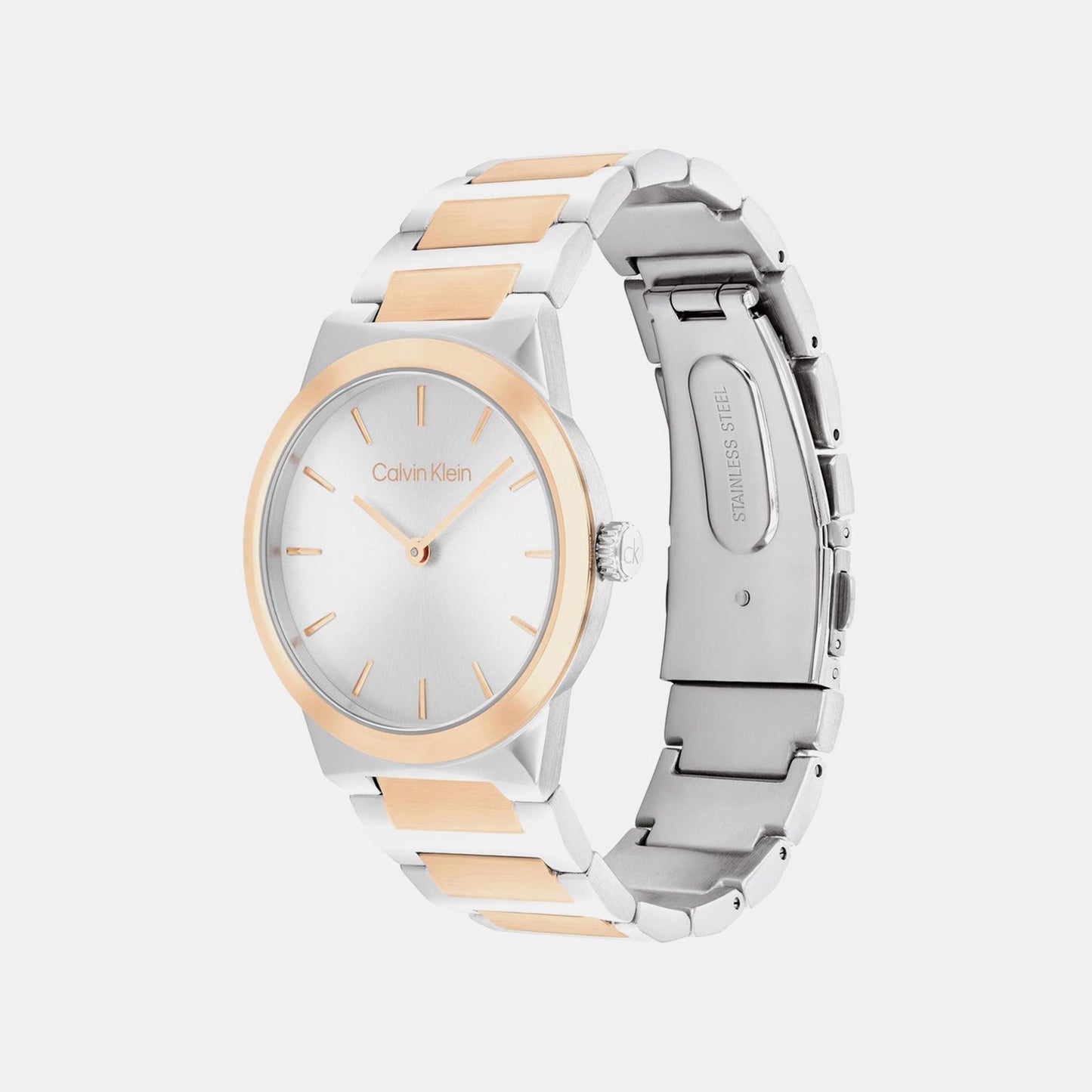 Ck Linear Elegance Women Quartz Silver Dial Analog Stainless Steel Watch 25100083
