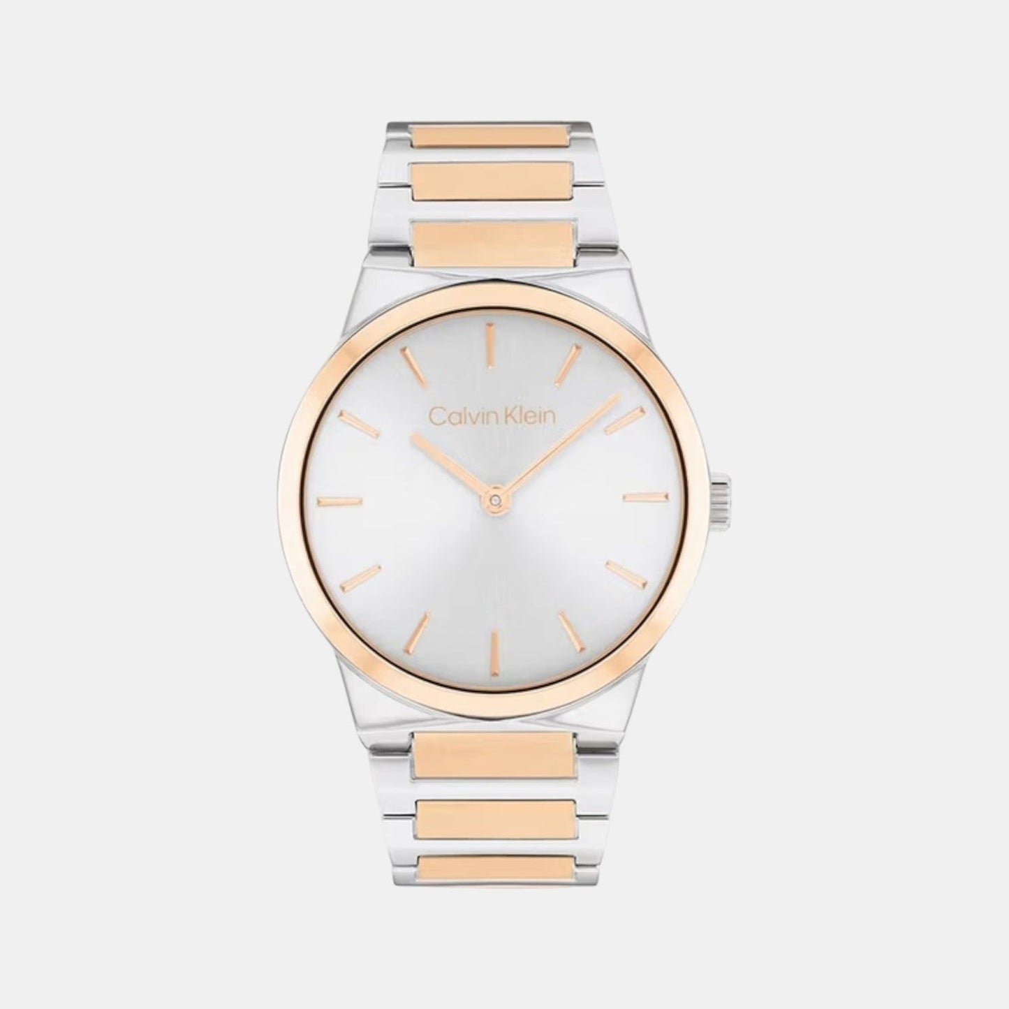 Ck Linear Elegance Women Quartz Silver Dial Analog Stainless Steel Watch 25100083