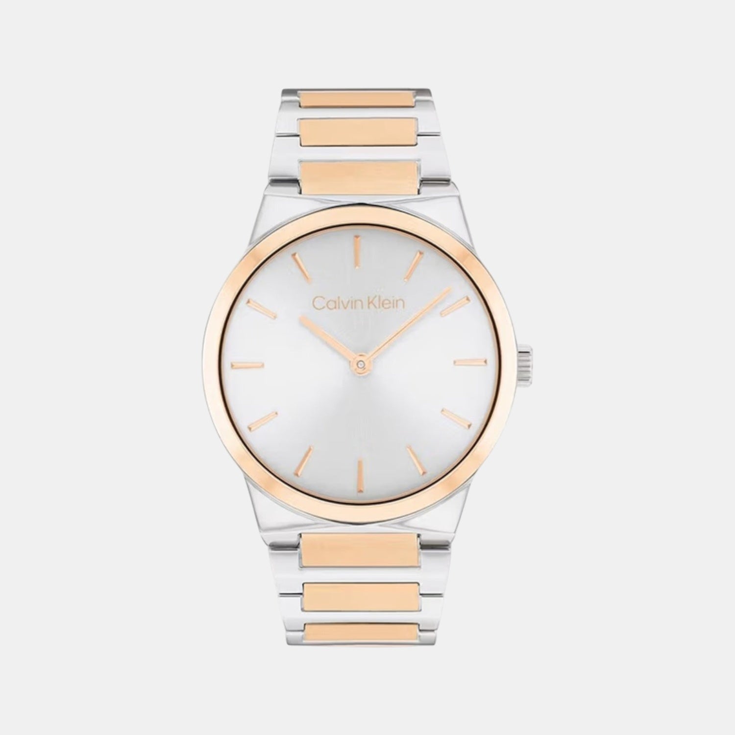 Ck Linear Elegance Women Quartz Silver Dial Analog Stainless Steel Watch 25100083