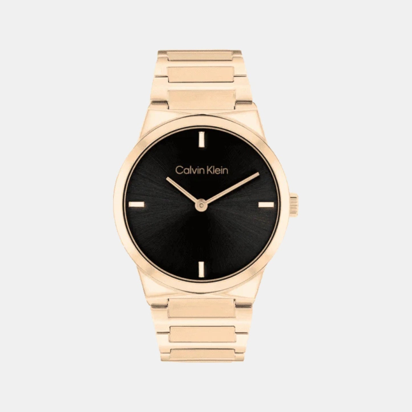 Ck Linear Elegance Women Quartz Black Dial Analog Stainless Steel Watch 25100086