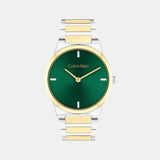 Ck Linear Elegance Women Quartz Green Dial Analog Stainless Steel Watch 25100087
