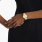 Twisted Bezel Women Quartz Gold Dial Analog Stainless Steel Watch 25100094