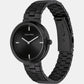 Twisted Bezel Women Quartz Black Dial Analog Stainless Steel Watch 25100096