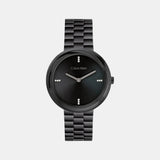 Twisted Bezel Women Quartz Black Dial Analog Stainless Steel Watch 25100096