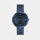 Twisted Bezel Women Quartz Blue Dial Analog Stainless Steel Watch 25100097