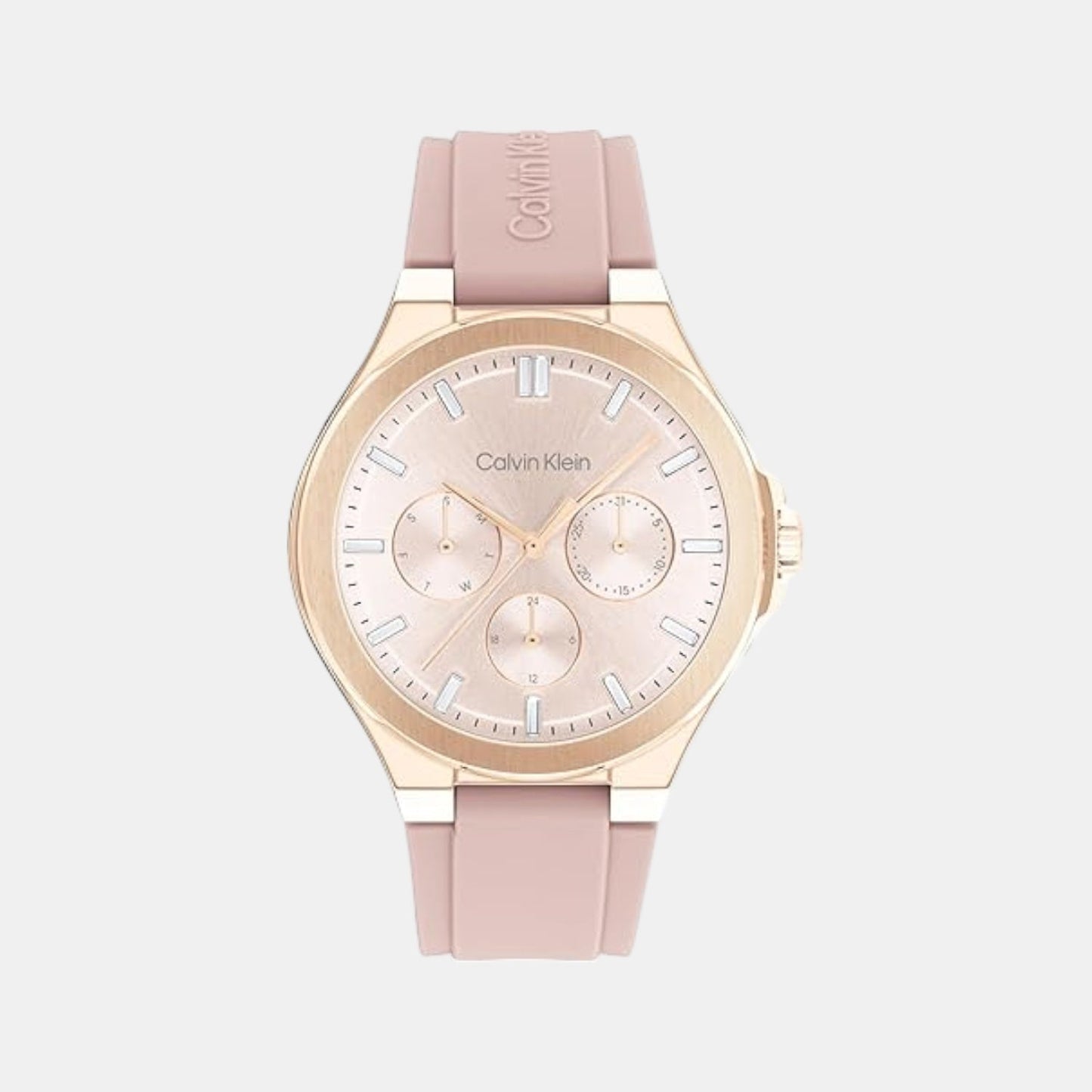 Vibrancy Women Quartz Pink Dial Multi-Function Leather Watch 25100108