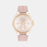 Vibrancy Women Quartz Pink Dial Multi-Function Leather Watch 25100108