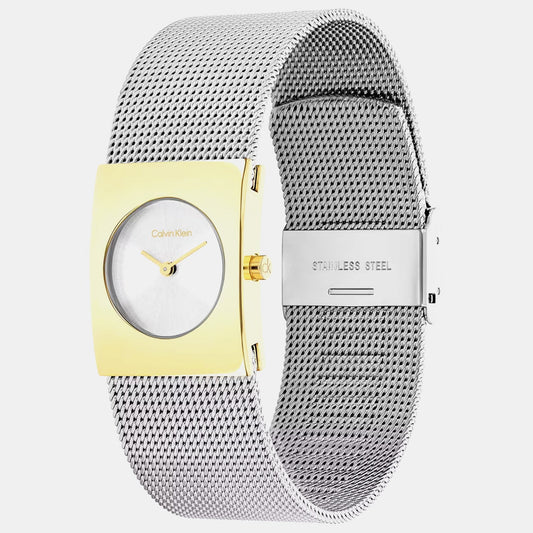 Women Quartz Silver Dial Analog Mesh Watch 25100139