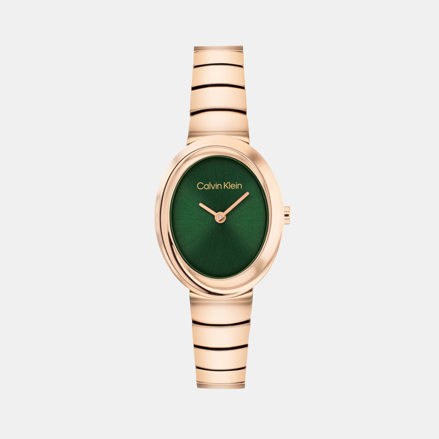 Twisted Bezel Women Quartz Green Dial Analog Stainless Steel Watch 25100148