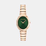 Twisted Bezel Women Quartz Green Dial Analog Stainless Steel Watch 25100148