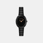 Twisted Bezel Women Quartz Black Dial Analog Stainless Steel Watch 25100150