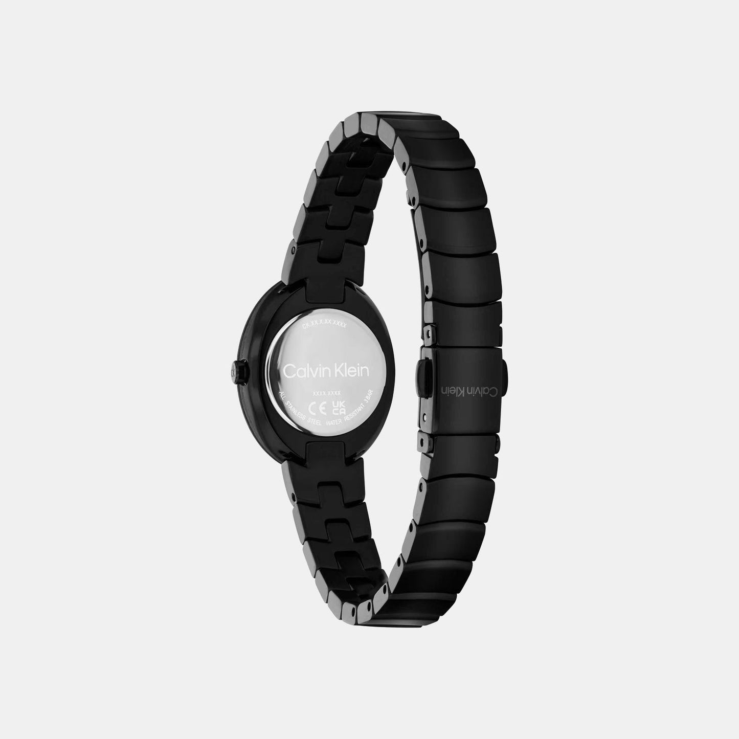 Twisted Bezel Women Quartz Black Dial Analog Stainless Steel Watch 25100150