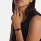 Twisted Bezel Women Quartz Black Dial Analog Stainless Steel Watch 25100150