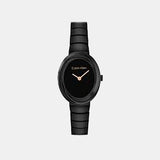 Twisted Bezel Women Quartz Black Dial Analog Stainless Steel Watch 25100150