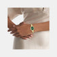 Twisted Bezel Women Quartz Green Dial Analog Stainless Steel Watch 25100152