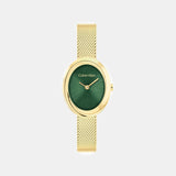 Twisted Bezel Women Quartz Green Dial Analog Stainless Steel Watch 25100152