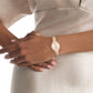 Twisted Bezel Women Quartz Gold Dial Analog Stainless Steel Watch 25100153
