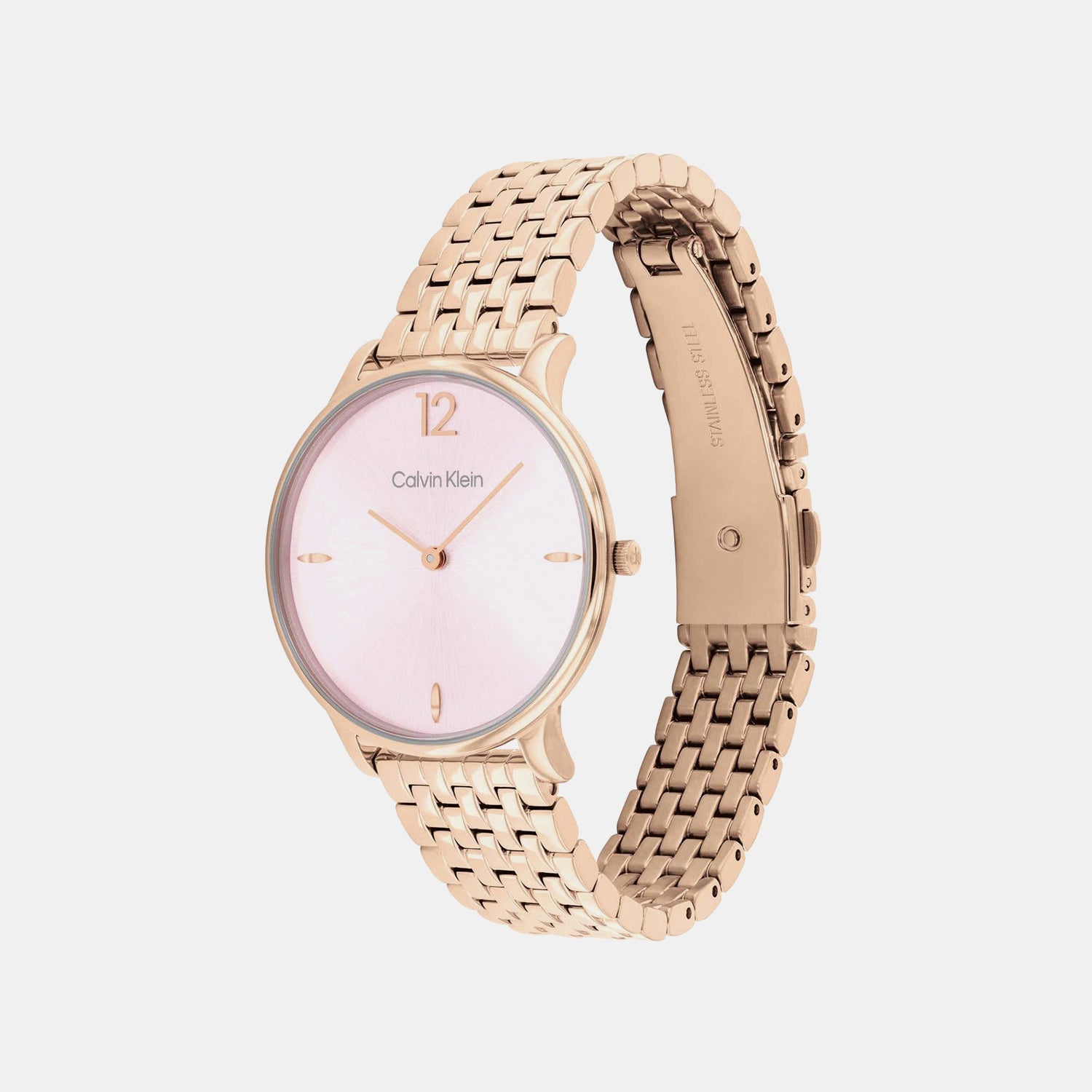 Luxe Women Quartz Pink Dial Analog Stainless Steel Watch 25100170
