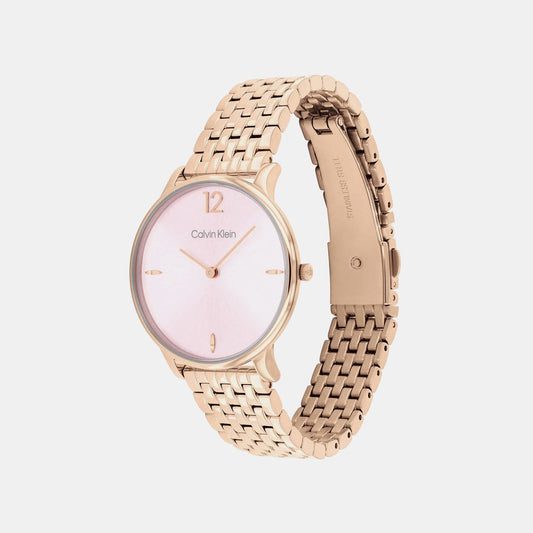 Luxe Women Quartz Pink Dial Analog Stainless Steel Watch 25100170