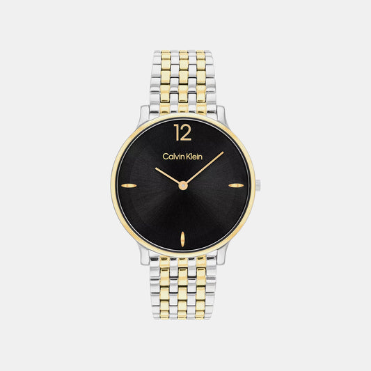 Luxe Women Quartz Black Dial Analog Stainless Steel Watch 25100171