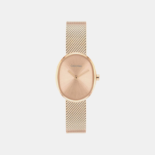 Euphoria Women Quartz Rose Gold Dial Analog Mesh Watch 25100175