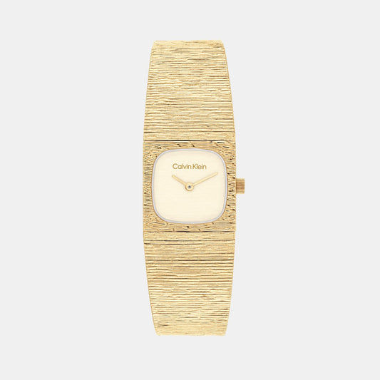 Sophisticated Square Women Quartz Champagne Dial Analog Stainless Steel Watch 25100178