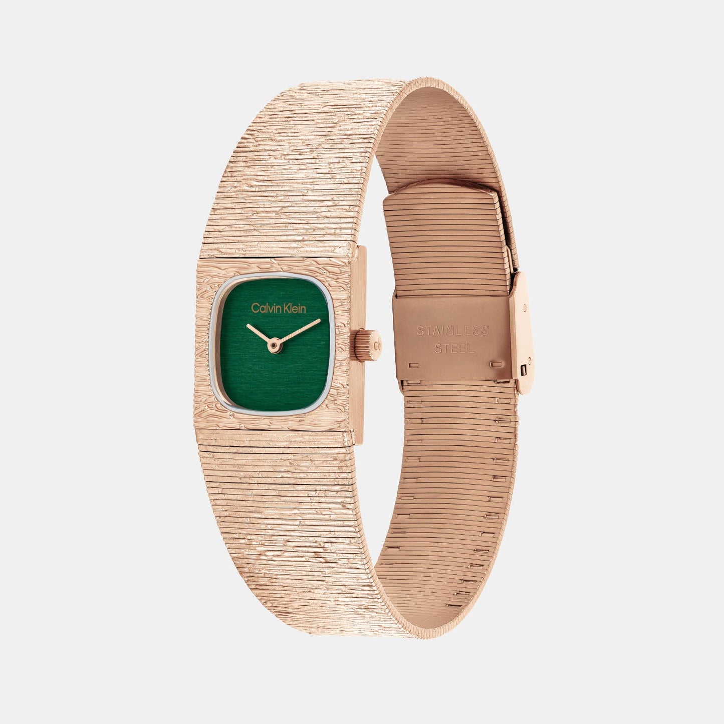 Sophisticated Square Women Quartz Green Dial Analog Stainless Steel Watch 25100179