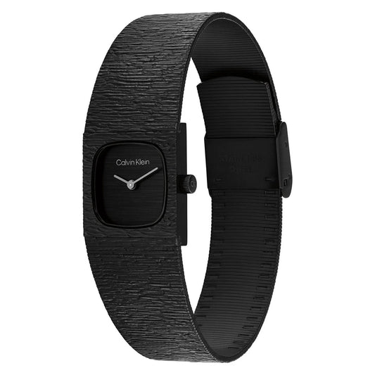Sophisticated Square Women Quartz Black Dial Analog Stainless Steel Watch 25100180