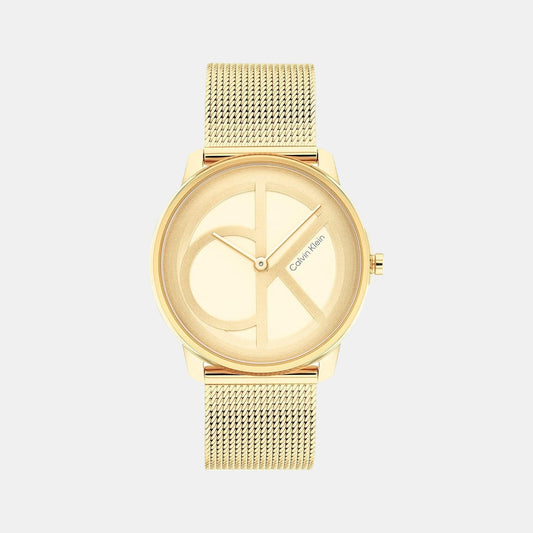 Ck Iconic Unisex Quartz Yellow Dial Analog Stainless Steel Watch 25200034