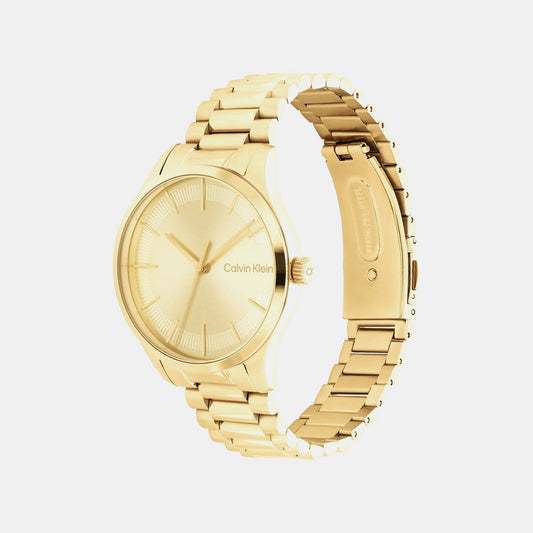 Ck Iconic Unisex Quartz Champagne Dial Analog Stainless Steel Watch 25200043