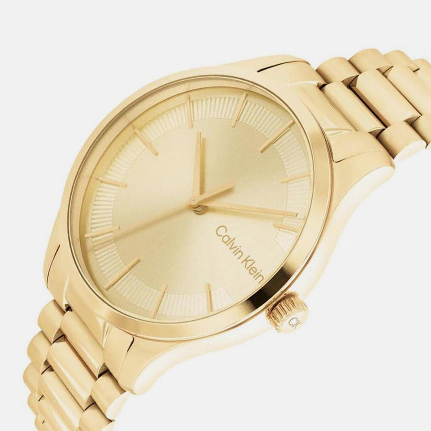 Ck Iconic Unisex Quartz Champagne Dial Analog Stainless Steel Watch 25200043