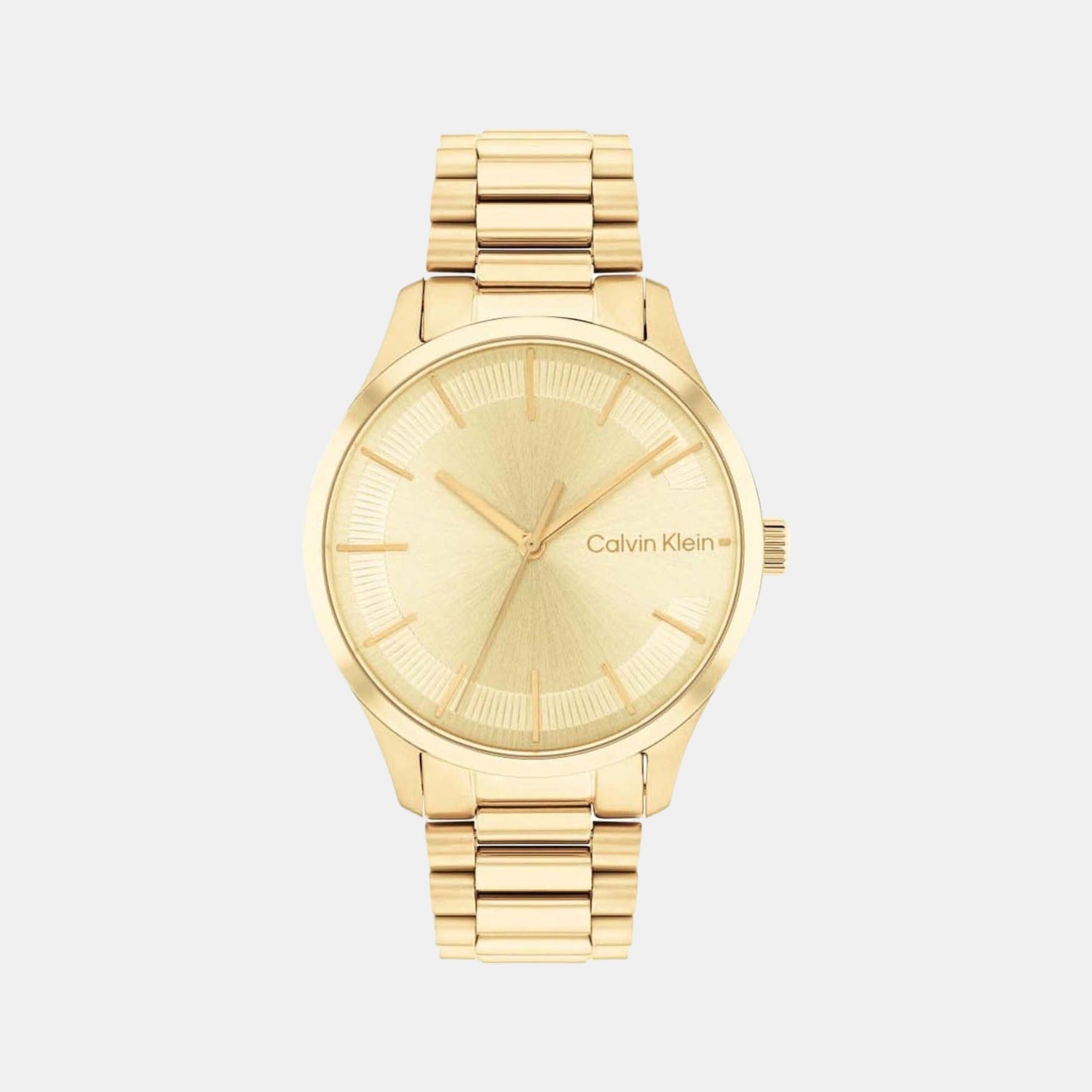 Ck Iconic Unisex Quartz Champagne Dial Analog Stainless Steel Watch 25200043