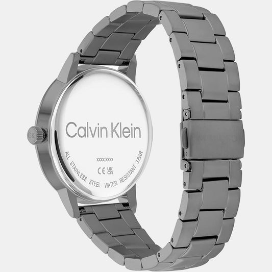 Linked Bracelet Men Quartz Grey Dial Analog Stainless Steel Watch 25200054