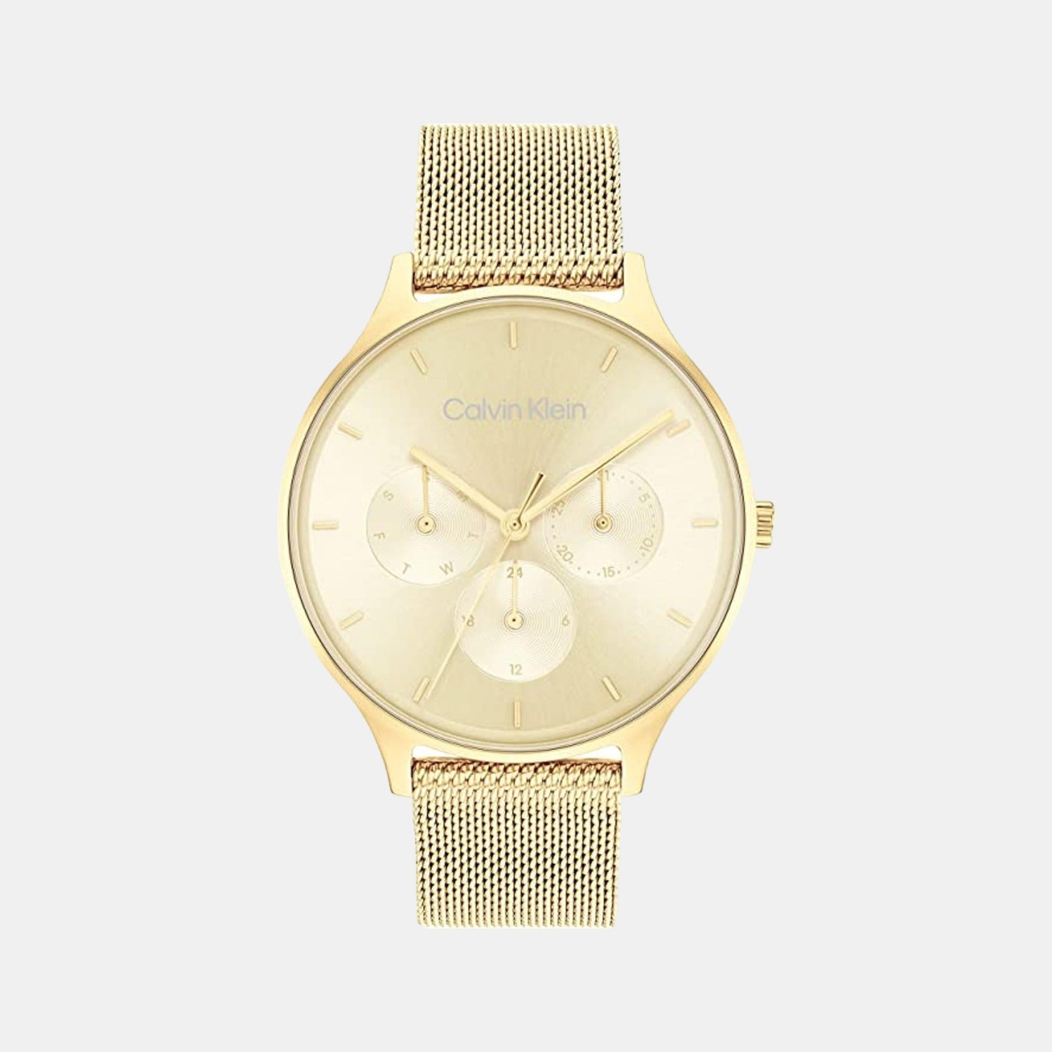 Timeless Women Quartz Yellow Dial Multi-Function Mesh Watch 25200103