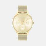 Timeless Women Quartz Yellow Dial Multi-Function Mesh Watch 25200103