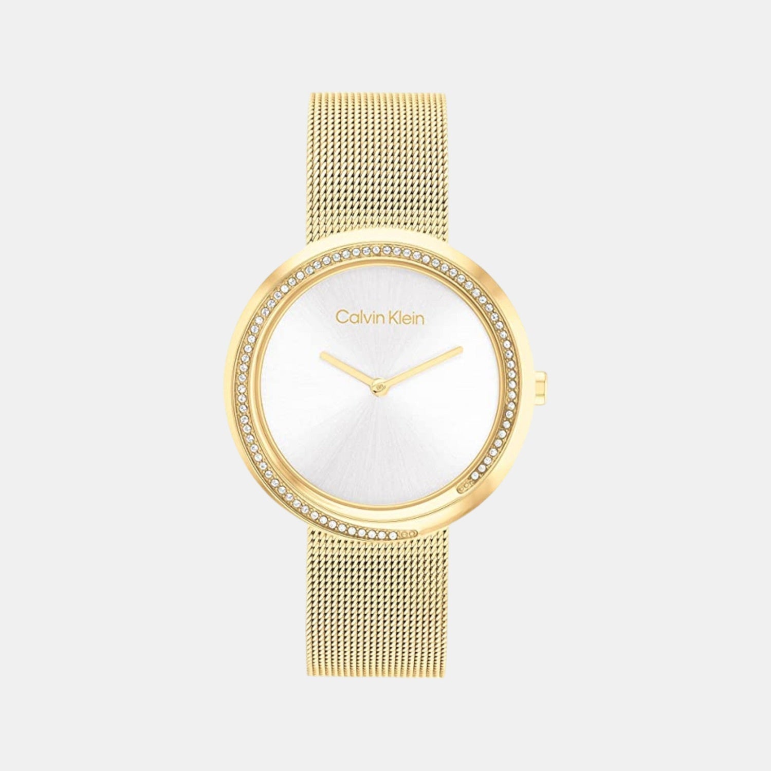 Twisted Bezel Women Quartz Silver Dial Analog Mesh Watch 25200150