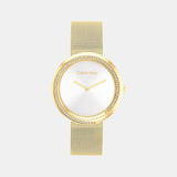 Twisted Bezel Women Quartz Silver Dial Analog Mesh Watch 25200150
