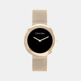 Twisted Bezel Women Quartz Black Dial Analog Mesh Watch 25200151