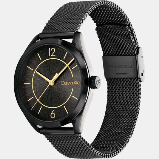 Essentials Women Quartz Black Dial Analog Mesh Watch 25200194