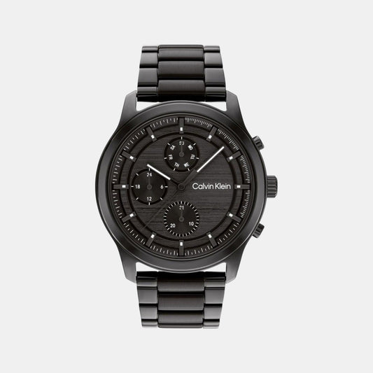 Sport Men Quartz Black Dial Chronograph Stainless Steel Watch 25200209