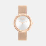 Twisted Bezel Women Quartz Silver Dial Analog Mesh Watch 25200312
