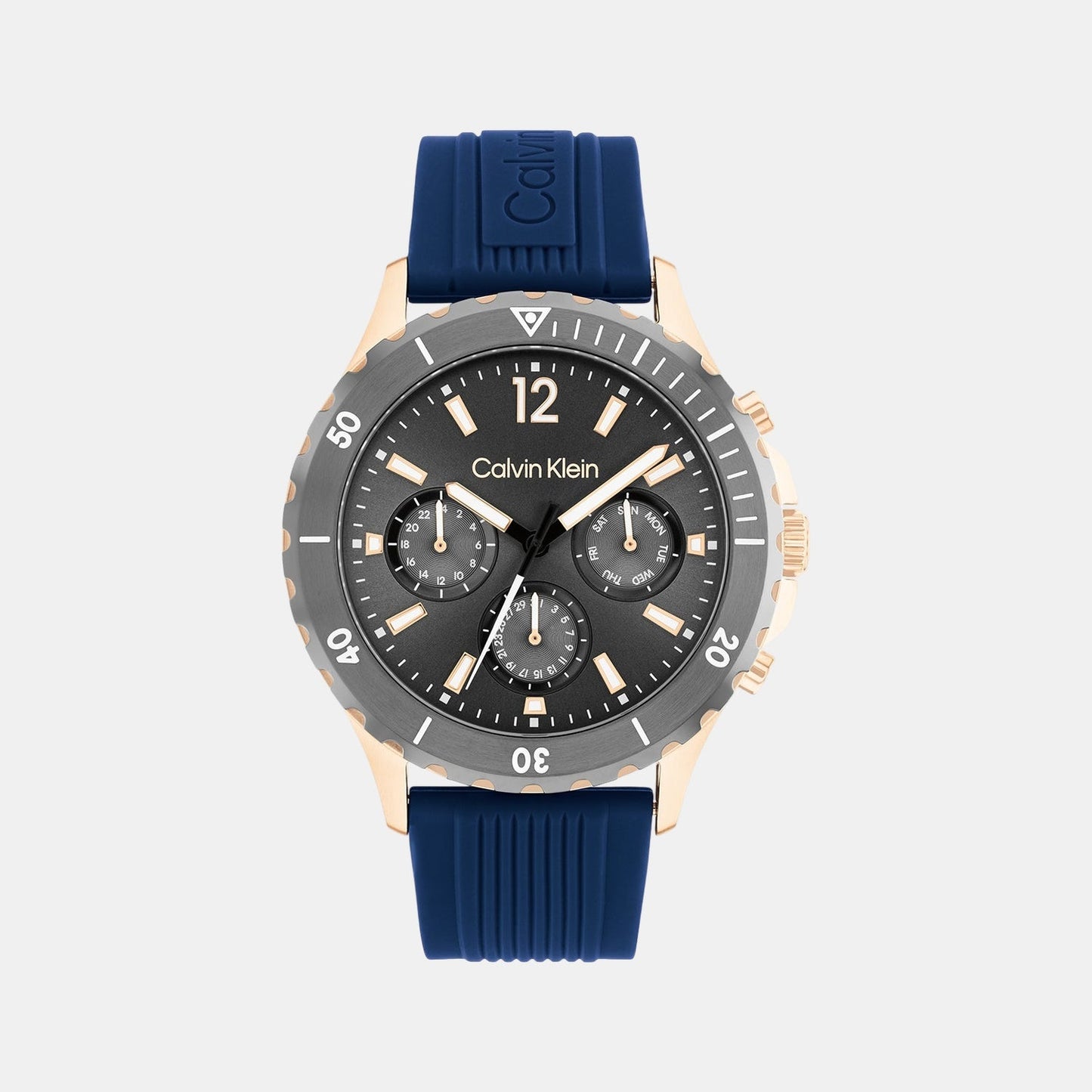 Sport For Him Men Quartz Grey Dial Chronograph Silicone Watch 25200316