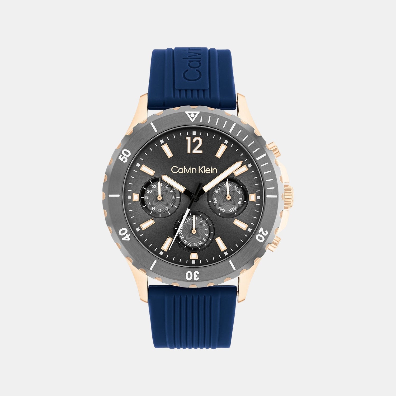 Sport For Him Men Quartz Grey Dial Chronograph Silicone Watch 25200316