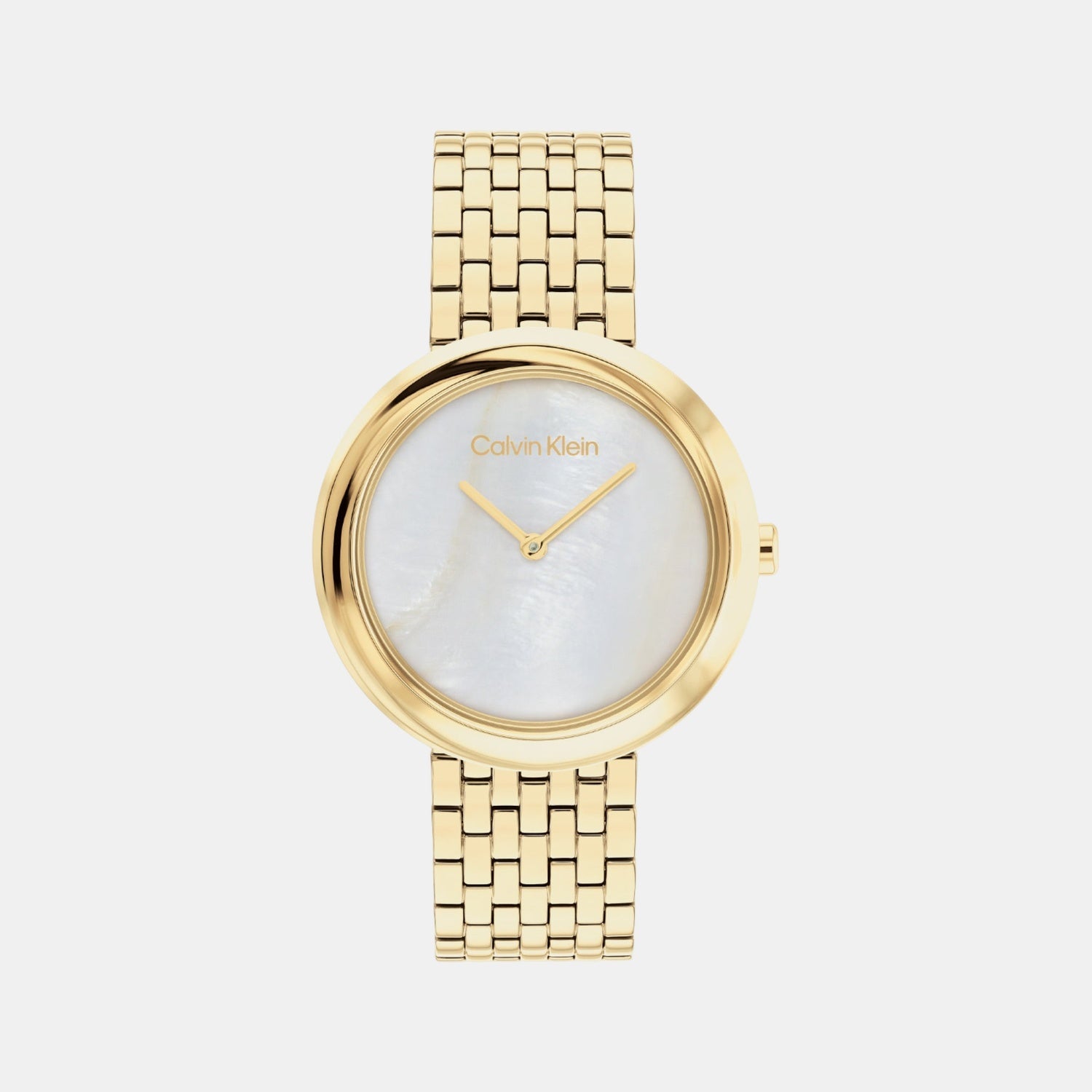 Twisted Bezel Women Quartz Mother Of Pearl Dial Analog Stainless Steel Watch 25200321