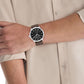 Men Quartz Black Dial Analog Leather Watch 25200354