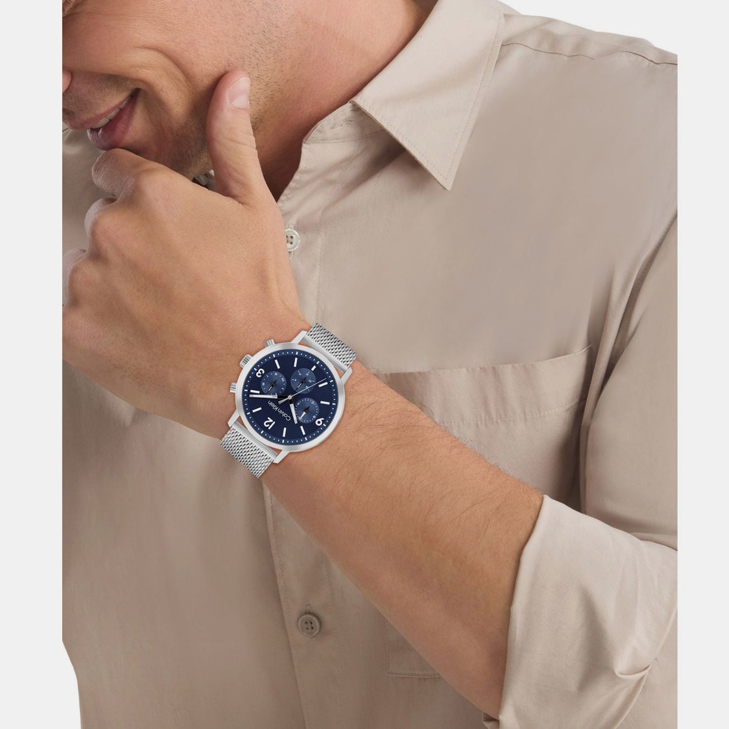 Gauge Men Quartz Blue Dial Multi-Function Stainless Steel Watch 25200438