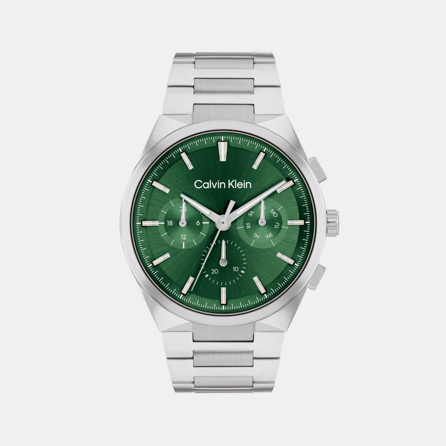 Distinguish Men Quartz Green Dial Multi-Function Stainless Steel Watch 25200441