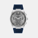 Distinguish Men Quartz Grey Dial Multi-Function Leather Watch 25200444