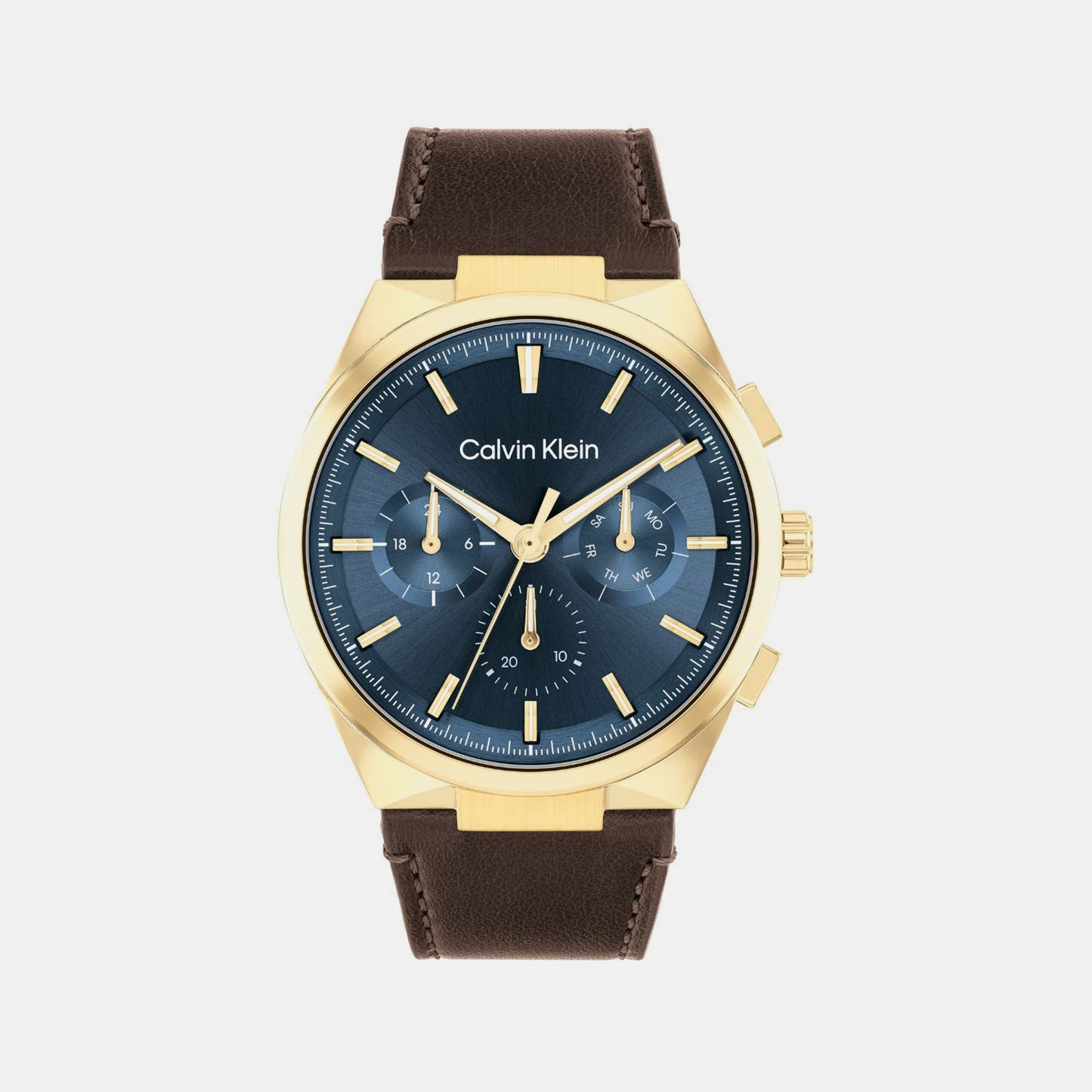 Distinguish Men Quartz Blue Dial Multi-Function Leather Watch 25200445